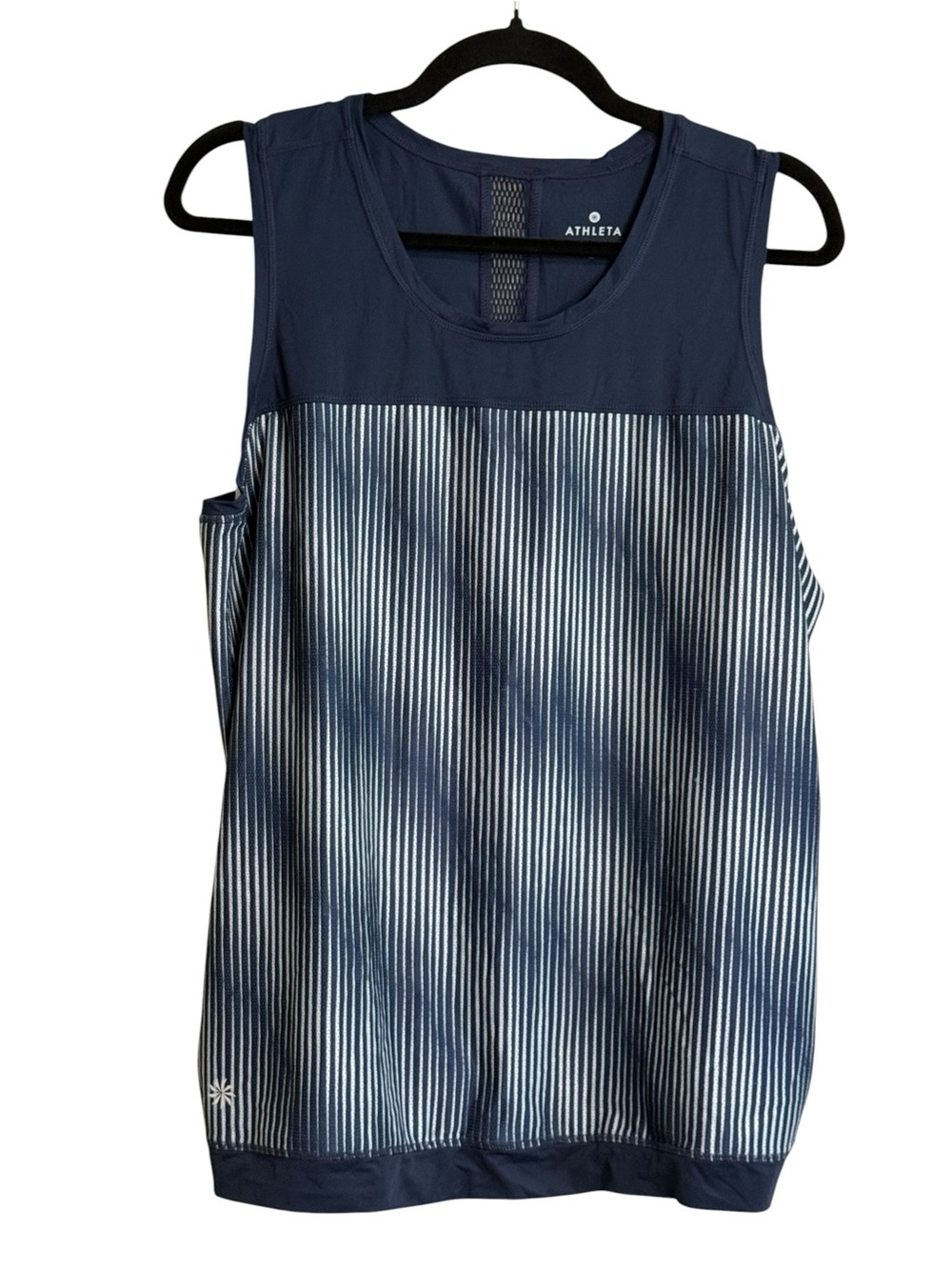 Athleta Navy and White Striped Performance Tank